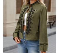Manteau style Napoléon/militaire ajusté noir et vert avec fermeture éclair avant pour femmes, port quotidien en automne, fêtes rave, concerts de musique country, style rétro des années 90 L,M,S,XLUnic