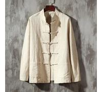 Manteau traditionnel de Kung Fu Tai Chi pour homme Uniforme classique pour la pratique des arts martiaux (L Beige)