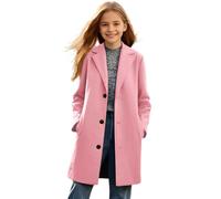 Manteau trench à double boutonnage à col cranté en laine manteaux d'hiver pour enfants chaud coupe-vent longue parka avec poche décontractée mode élégante uniforme scolaire manteaux habillés, rose, 11