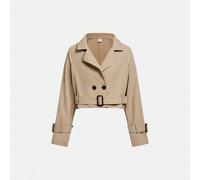 Manteau trench court élégant et , décontracté et confortable pour les jeunes filles, pour l'automne/l'hiver 8Y,9Y,10Y,11Y,12YUnicoloreÉtoffe