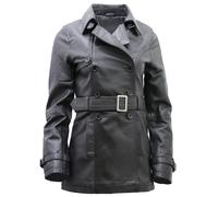 Manteau Trench En Cuir Nappa Noir Pour Femmes 3/4