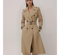 Manteau trench pour femmes, veste ample longue, imperméable classique avec ceinture, col revers L,M,S,XL,XXLUnicoloreTissu tissé