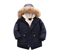-Manteau, veste doublée bouffante, manteaux d'hiver épais à capuche, par-ka imperméable survêtements,costume fille, Marine, 3-4 ans