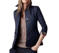 Manteau Veste Top Femmes Revers Automne Et Hiver Classique Plaid Manteau Simple Boutonnage Vêtements Coton Manches Longues, bleu marine, 3X-Large