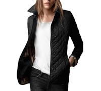 Manteau Veste Top Femmes Revers Automne Et Hiver Classique Plaid Manteau Simple Boutonnage Vêtements Coton Manches Longues, noir, Medium