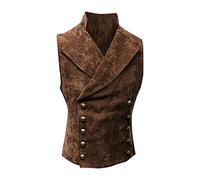 Manteau Vintage Victorien pour Homme - Uniforme de Fête, Costume d'Halloween, Cosplay - Coupe-Vent Chaud - Gilet Steampunk Gothique, Marron, M