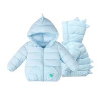 Manteaux à capuche pour filles de 7 à 8 ans avec manteau d'hiver chaud matelassé mignon pour enfants décontracté coupe-vent en duvet léger avec fermeture éclair intégrale (bleu clair, 7 à 8 ans)