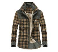 Manteaux avec doublure pelucheuse pour homme, chemise de travail d'hiver décontractée, manteau boutonné, col rabattable, chemises de bûcheron à carreaux en flanelle, veste polaire de voyage athlétique