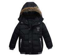 Manteaux bebe garçon 1-4 Ans Enfants Garçons Blouson Manteau Chaud Enfant Garçon Fille Doudoune à Capuche Sport bébé Ski Chaude Rembourré Hiver Veste Parka Blousons Vêtements (Noir, 3-4 ans)