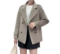 Manteaux cabans pour femmes, veste blazer courte en laine à double boutonnage, mode automne-hiver, revers, manches longues, trench-coat décontracté