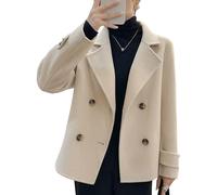 Manteaux cabans pour femmes, veste blazer courte en laine à double boutonnage, mode automne-hiver, revers, manches longues, trench-coat décontracté