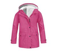 Manteaux coupe-vent en peluche coupe-vent solides avec fermeture éclair intégrale boutonnée avec manteau pour fille 4 ans (rose vif, 13-14 ans)