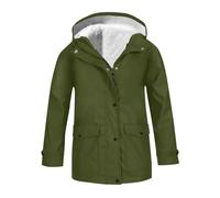Manteaux coupe-vent en peluche coupe-vent solides avec fermeture éclair intégrale boutonnée pour fille 4 ans (vert, 7-8 ans)