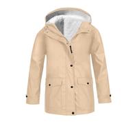 Manteaux coupe-vent en peluche coupe-vent solides avec fermeture éclair intégrale boutonnée pour filles 4 ans (beige, 11-12 ans)