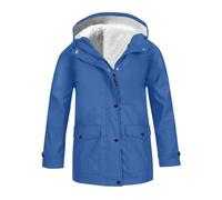 Manteaux coupe-vent en peluche coupe-vent solides avec fermeture éclair intégrale boutonnée pour fille 4 ans (bleu ciel, 3-4 ans)