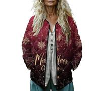 Manteaux de Noël pour femmes automne-hiver veste matelassée imprimée vestes de Noël outifts manteaux surdimensionnés hauts de Noël décontractés vacances sortie vêtements de plein air 2025, jaune, L