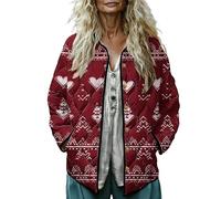 Manteaux de Noël pour femmes automne-hiver veste matelassée imprimée vestes de Noël outifts manteaux surdimensionnés hauts de Noël décontractés vacances sortie vêtements de plein air 2025, blanc, XXL