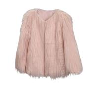 Manteaux d'hiver en fausse fourrure pour femme - Manteau moelleux à manches longues ouvert sur le devant - Veste chaude d'hiver, rose, L
