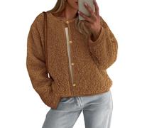 Manteaux d'hiver en Fausse Fourrure pour Femmes 2025 Vestes Courtes en Molleton Flou Boutons Chauds vêtements de Mode d'automne décontractés à la Mode (Marron,Grand)
