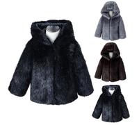 Manteaux d'hiver en fausse fourrure pour filles - Col montant - Sherpa - Rembourré - Chaud - Ouvert sur le devant - Manches longues - Vêtements d'extérieur épais et coupe-vent - Vêtements de randonnée