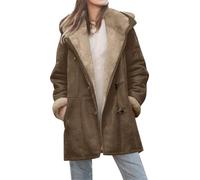 Manteaux d'hiver grande taille pour femmes UK 2025 - Épais, chauds, en polaire Sherpa doublée - Parka avec zip, veste longue à capuche pour dames - Fausse fourrure, capuche en daim, manteau style Pea