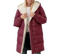 Manteaux d'hiver pour femme - Doudoune doublée en polaire - Manteau matelassé à capuche - Veste matelassée décontractée et chaude avec poches - Grande taille - Fermeture éclair intégrale, bordeaux