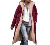 Manteaux d'hiver pour Femme Veste Chauds Longue Doudoune avec Capuche Manteau Matelassé Doudoune épaisse Fermeture éclair Sweat à Capuche Réversible en Polaire Sherpa