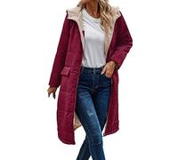 Manteaux d'hiver pour Femme Veste d'hiver Longue Doudoune avec Capuche Manteau Matelassé Doudoune épaisse Fermeture éclair Sweat à Capuche Réversible en Polaire Sherpa avec Poche Manteau