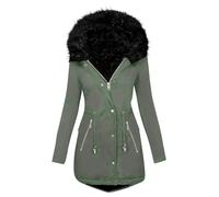 Manteaux d'hiver pour femme - Veste sherpa longue et chaude - Parka épaisse - Résistante à l'eau - Veste matelassée à capuche coupe-vent, Vert 1, XXL