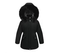 Manteaux d'hiver pour filles,doudoune matelassée à capuche,parka chaude et rembourrée pour tout-petitss,épais manteau en duvet,coupe-vent et léger,vêtements d'extérieur pour adolescentes(7 ans,Black)