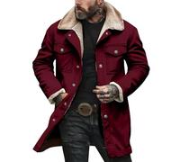 Manteaux d'hiver pour hommes rétro thermique Trench-coat doublé polaire Manteau en faux daim Veste longue à manches longues Manteau épais Couleur unie Coupe-vent Veste polaire confortable Western