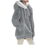 Manteaux Femme Laine Hoodie Veste Hiver Chaud Pilou Coat Capuche Interieur Sweat Chauffant Sport Winter Parka Long Hiver Chaud Polaire Long Manteau Femme Gris XXL