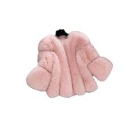 Manteaux Femme Manteau Fausse Fourrure Fox à Mode Hiver Chaud Moelleux Veste en Peluche Court Cardigan Élégant Outwear Faux Fur Vêtements de Plein Air Couleur Unie Peluche Blousons Rose M