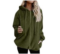 Manteaux Femme Polaire Chaud Hiver Couleurs Unies Sweat à Capuche Laine Elegant Blouson Adulte Mes Commandes Festliche Chic Veste en Peluche Jacket Pas Cher Noel Cadeau Femme armée Verte 5XL