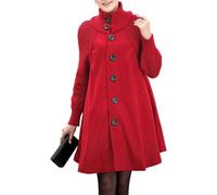 Manteaux habillés pour femmes à simple boutonnage ligne manteau mi-long caban vêtements d'extérieur manteaux d'hiver, Rouge, XL
