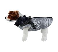 Manteaux Imperméable pour Chien, Manteaux d'hiver Chauds et Doux pour Chien avec Anneau de Harnais -Argent/Bleu Marine, L