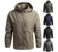 Manteaux imperméables pour homme avec capuche - Veste de pêche coupe-vent - Pour sports de plein air - Coupe-vent pour la randonnée au quotidien - Manteau de pluie léger pour l'alpinisme, gris, 5XL