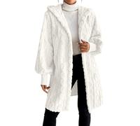 Manteaux longs d'hiver pour femme - Veste polaire - Parka pour femme - Manteaux à capuche réfléchissants pour la course à pied - Pour rester au chaud - Taille du manteau - Trench en polaire, blanc, M