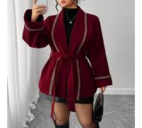 Manteaux oversize pour Halloween, intemporels, gothiques avec une touche de Wednesday Addams (esthétique Wednesday, pas la famille Addams) 0XL,1XL,2XL,3XL,4XLBlocs de couleur,TribalTissu tissé