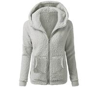 Manteaux Polaire Femme Hiver Manteaux Elegant Chaud Zippé Sweat à Capuche en Peluche Mes Commandes Veste Laine Outdoor Oversize Blouson Adulte Noel Pas Cher Automne Jacket Outwear Gris Clair S