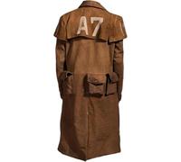 Manteaux pour homme New NCR Veteran Ranger Cowboy Western Vegas A7 - Ranger marron daim et cuir Duster Trench Manteaux pour homme pleine longueur, Manteau en daim marron avec logo, XXL