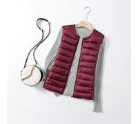 Manteaux sans Manche Femme,Gilet Matelassé en Duvet pour Femme Décontracté Léger Court Bordeaux Rouge Plus La Taille Gilet Matelassé À Glissière À Col Rond Rembourré Coupe-Vent Bodywarmer V