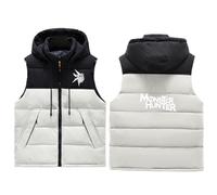 Manteaux sans Manche Monst-er Hunt-er, Hiver Veste Chaude, Gilets de Transition pour le Golf de Randonnée, Loisirs(White,XL)