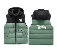 Manteaux sans Manche Monst-er Hunt-er, Hiver Veste Chaude, Gilets de Transition pour le Golf de Randonnée, Zip(Green,XXL)