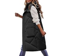 Manteaux Sans Manches Femme Veste Zippée Blousons Vestes Matelassée Légère d'hiver capuche Gilets Court Gilet Thermique Col Roulé Grande Taille En Duvet Parka Hiver