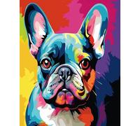 mantianhome Bouledogue français coloré, timbre-poste - 40 x 50 cm/11 ct