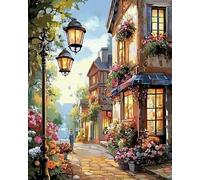 mantianhome Kit de broderie au point de croix « City Street » - 40 x 50 cm 11 ct. Kit de broderie au point de croix imprimé populaire, DIY pour débutants et utilisateurs avancés.