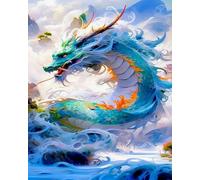 mantianhome Kit de broderie au point de croix, Dragon animal-40X50CM,11CT, motif imprimé populaire, kit de broderie au point de croix, DIY pour débutants et confirmés
