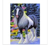 mantianhome Kit de broderie au point de croix pour adulte, kit de point de croix avec impression de motifs populaires, cheval, débutant 11CT, kit de broderie avancé fait à la main -40X50CM