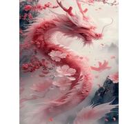mantianhome Kit de broderie au point de croix Sakura Animal Dragon,11CT, motif imprimé populaire, DIY pour débutants et utilisateurs avancés -40X50CM